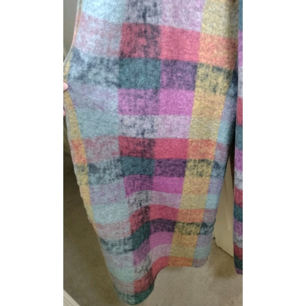 Women Multi Color Plaid Checkered Knit Overalls Wide Leg Size XL - Picture 11 of 16